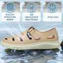 Qiucdzi Men's Sport Sandals Leather Closed Toe Sandal Breathable Outdoor Fisherman Shoes Adjustable Summer Beach Shoes for Hiking Walking (Beige)