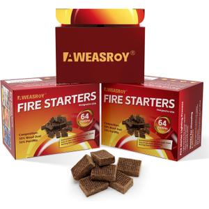 Fire Starter Squares 192 - Fire Starters for Fireplace,Chimney,BBQ Grill,Camping Fire,Wood Stove - Water Resistant and Safe Odourless - Camping Accessories (Brown-192)