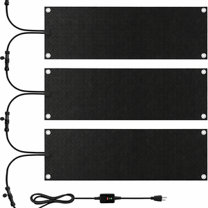 Timgle 3 Pcs Heated Snow Melting Mats, 10 x 30 Inch Non Slip Heated Rubber Mats for Walkways, Snow Ice Melting Pads Connection with 6 ft Power Cord for Winter Outdoor Stairs Doorway Walkway Sidewalks