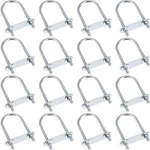 Therwen 16 Sets Round U Bolts Zinc Plated Steel Round Bend U Clamp with Nut Plate Washer (M6 x 40 mm X 90 mm)