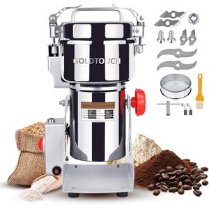 Goldtouch 750g High-Speed Electric Grain Mill Grinder, 2800W 110V Stainless Steel Flour Mill Makes Gluten Free Flours, Grain Mill for Home and Commercial Use