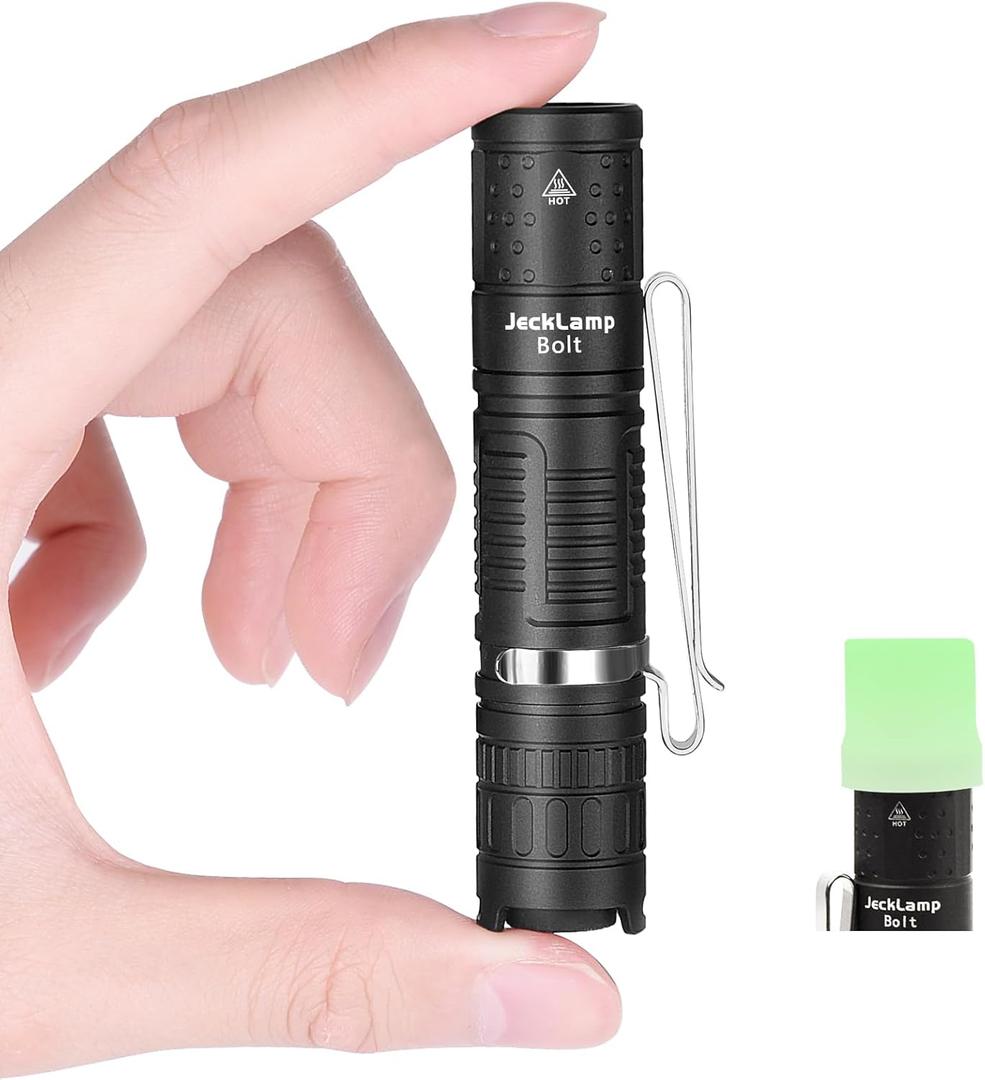 Rechargeable Mini Flashlight with Clip, 1100 High Lumens Super Bright Small Flashlight, IP68 Waterproof EDC Flashlight, 5 Modes Pocket Flashlight with Mode Memory for Camping Hiking (Bolt Black)