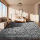 Ophanie Area Rugs for Bedroom, Upgrade Non-Slip Grey Fluffy Soft Shag Carpet, Indoor Floor Gray 4x6 Fuzzy Shaggy Living Room Plush Rug for Kids Home Dorm Decor Aesthetic