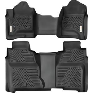 YITAMOTOR Floor Mats Compatible with 2014-2018 Silverado/Sierra 1500, 2015-2019 2500HD/3500HD Crew Cab, with 1st Row Bench Seat, All Weather TPE Custom Fit Silverado Floor Liners 1st & 2nd Row, Black