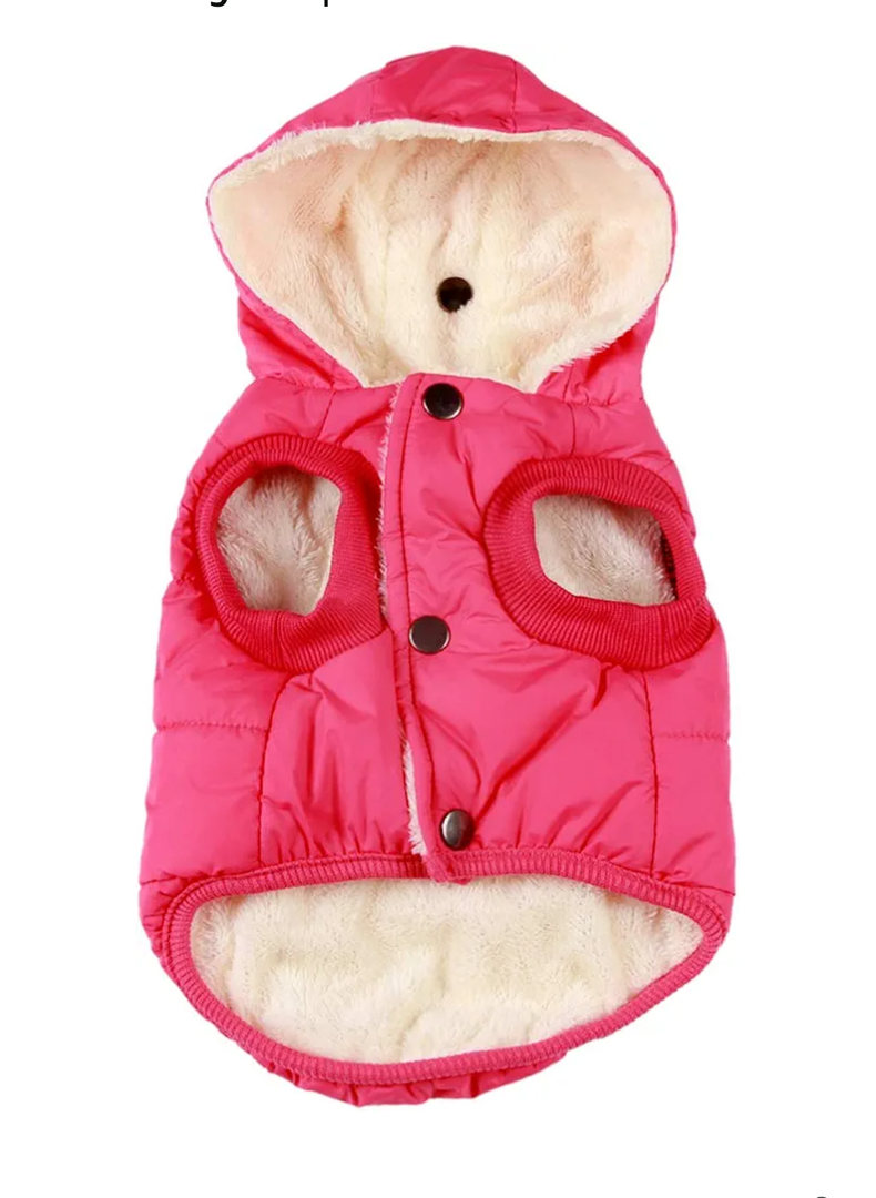 Fleece Lining Extra Warm Dog Hoodie in Winter for Small Dogs Jacket Puppy Coats with Hooded Pink M