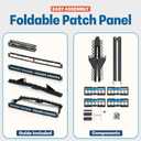 Everest 24 Port Keystone Patch Panel (1-Pack) - Removable 6-Port Panels - Use with Slim Profile Keystones ONLY (Wider Jacks May not fit Side by Side) - with Adjustable Rear Cable Management Bar