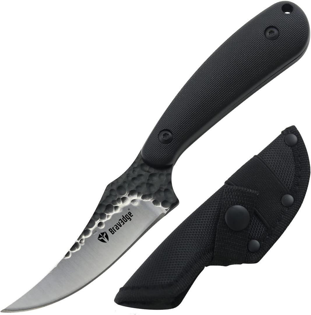 Tactical Everyday Carry Pocket Knife Fixed Blade Knife EDC Hunting for Camping, Hiking, Hunting, Wilderness survival with Nylon Bag (Black handle)