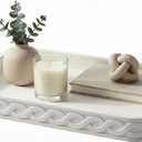 Decorative Tray for Coffee Table - 14 Cream White Concrete with Infinity Twist Design, Coffee Table Tray, Waterproof, Stain-Resistant, Durable, Tray Decor with Anti-Slip Pad, Multi-Use & Eco-Friendly