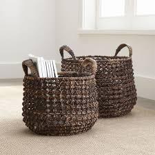 Zuzu Round Handwoven Basket | Crate & Barrel Set of 2