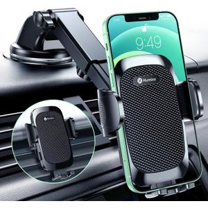 Humixx Phone Mount for Car [Military-Grade Super Suction] Universal Hands-Free Phone Holder for Dashboard Windshield Air Vent for iPhone 14 Pro Max Plus Samsung All Phones & Cars