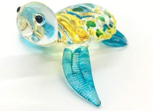 Hand Blown Art Glass, Sea Turtle Animal Figurine – Decorative Home Décor Collectible, Display Only, Unique Decorative Gift,Turtle Art Glass Blown. (N0053)
