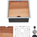 Kitchen Sink, 17 x 19 Inch Drop-in Bar Sink Stainless Steel Topmount Kitchen Sink Single Bowl Workstation Sink with Cutting Board (17" x 19" x 9", Stainless Steel)