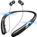 Bluetooth 5.3 Neckband Bluetooth Headphones, Retractable Headphone with Fast Pairing & IPX5 Waterproof, Retractable Design for Travel and Daily Use