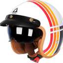 TRIANGLE 3/4 Motorcycle Helmet,Retro Open Face Adults Helmets with Visor,Half Face Moped Helmet for Men & Women,DOT Approved Helmets for Cruiser Scooter(L)