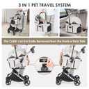 T3 Pro 3-in-1 Pet Stroller for Small Dogs & Cats Foldable, Lightweight with Detachable Carrier, 180 Canopy & Cup Holder (Beige)