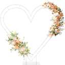 7FT Heart Arch Stand Double Heart Shaped Balloon Stand Wedding Arch for Proposal Ceremony Valentine's Day Birthday Party Baby Shower Decoration (White)