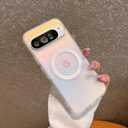 Magnetic for Google Pixel 9 Pro XL Case Women, [Compatible with MagSafe], [Holographic Iridescent Color Changing Effect] Fashion Slim Cute and Unique Matt Protective Phone Cover for Pixel 9 Pro XL