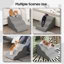 Pet Stairs for Small Dogs and Cats, Comfortable Curved Design with Waterproof Cover, High-Density Foam Steps for Beds or Sofas, Durable and Lightweight, 3-Layer, 21.7x15.7x13.8 Inches Grey