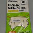 Pureegg Plastic Table Cloth Disposable 10 Pack, 84'' Round Table Cloths, Party, Wedding, Thanksgiving Decorations, Fall Tablecloths, Round, Beige Plastic Cover, Leakproof & Sturdy, Cream, Ivory
