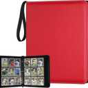 GERMUN 9 Pocket Card Binder, Premium Zip Trading Card Binder, 720 Double Sided Pocket PU Card Collection Binder, Collector Card Album, Card Folder for MTG, TCG, Sports Cards, Game Cards (Red)