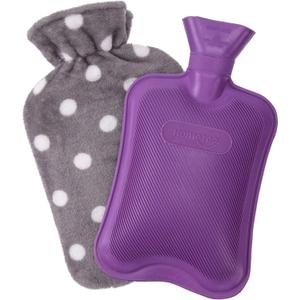 HomeTop Premium Classic Rubber Hot or Cold Water Bottle with Soft Fleece Cover (2 Liters, Purple) (67.63 Fl Oz (Pack of 1))