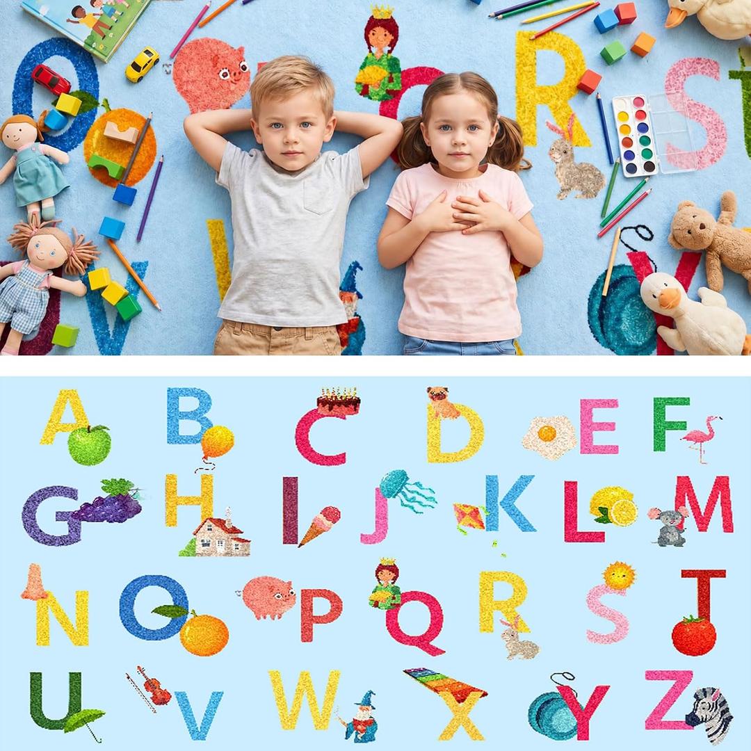Classroom Rug Elementary 13 x 6.5 ft Blue ABC Alphabet & Animals Rug
Large Learning Educational Rug with Non-slip Backing for Kids Preschool Kindergarten