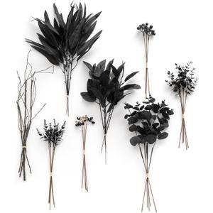 Ling's Moment Artificial Greenery Stems Box Set, 36pcs with 8 Kinds of Faux Flowers Picks for DIY Bridal Bouquets Wedding Floral Arrangement Table Centerpieces, Black
