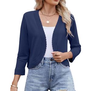 Women's Long Sleeve Knitted Cardigan Solid Color Open Front Tops Shrug L