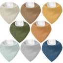 CIVARUA KIDS Muslin Baby Bibs 8 Pack, Baby Bandana Drool Bib for Drooling and Teething, Cotton Soft Absorbent for Girls Boys Calm Style Plain Solid Color