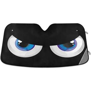 Car Windshield Cartoon Eyes Sun Shade for Front Windshield Sunshades Sun Visor Protector Blocks UV Rays Foldable Keep Your Vehicle Cool (55*27.6inch)