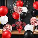 4 PCS Graduation Centerpieces for Tables Balloons Stand Holder Kit College Graduation Decorations 2025 Metallic Glitter Foil Balloon for Graduation Party Decorations (4, Red Black)