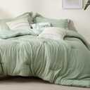 Bedsure Queen Comforter Set 6 Pieces, Sage Green Tufted Pattern Design Bed in a Bag, All Season Comfortable, Lightweight, Warm & Breathable