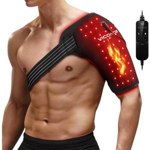 Viconor Red Light Therapy for Shoulder Pain Relife, Infrared Light Therapy for Body, Improve Joint Muscle 660nm&850nm Red Light Heated Shoulder Wrap with Massage, Black