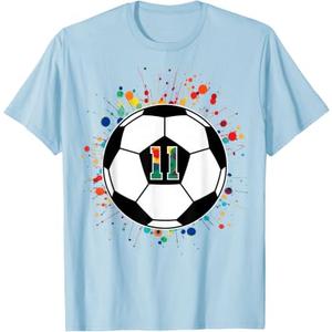 Kid 11 Year Old Soccer Ball Birthday, 11th Birthday Football T-Shirt Sma