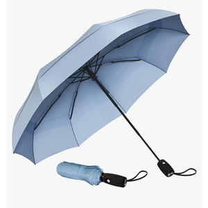 REPEL Windproof Travel Umbrella - Compact & Withstands Winds up to 85MPH , Strongest Premium Auto Folding Umbrella for Rain and Sun - Durable, Light & Portable for Women & Men , Fits Backpack & Cars Navy/Blue
