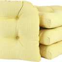 Klear Vu Gripper Overstuffed Universal Non-Slip Dining Chair Cushions for Kitchen Decor or Office Use, U-Shaped Skid-Proof Seat Pad, 15x15 Inches, 4 Count (Pack of 1), Solid Yellow