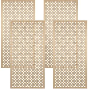 Therwen 4 Pcs Decorative Aluminum Sheet Metal Cloverleaf Sheet 24 x 12 Inch Perforated Metal Panels 0.04 Inch Thick Brass Mesh Decorative Panels for Indoor Outdoor