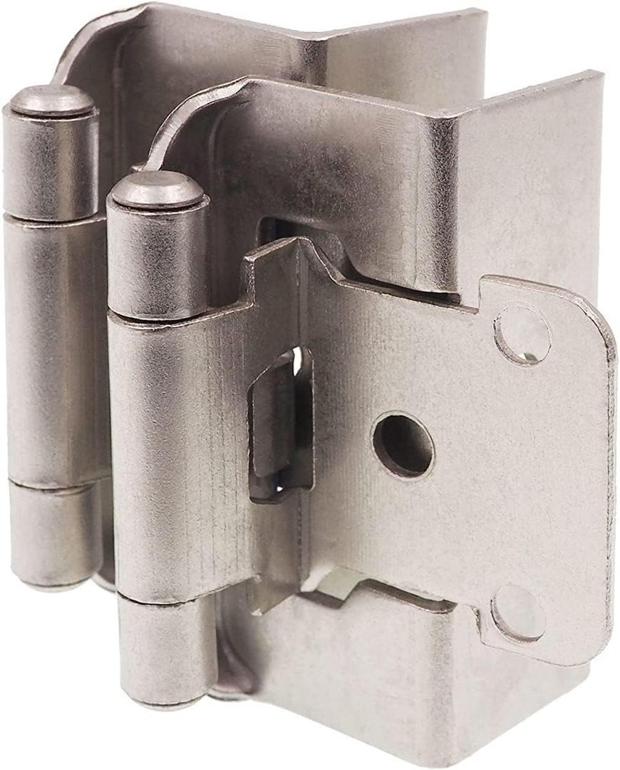 DecoBasics 1/2" Overlay Full Wrap Cabinet Hinges for Kitchen (5 Pair /10 Pcs) -Satin Brushed Nickel Full Wrap Around Self Closing Cabinet Hinges DecoBasics 1/2" Overlay Full Wrap Cabinet Hinges for Kitchen (5 Pair /10 Pcs) -Satin Brushed Nickel Full Wrap Around Self Closing Cabinet Hinges