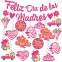 LARRAZABAL Feliz Dia De Las Madres Decorations, Mothers Day Decorations Includes Feliz Dia De Las Madres Banner and Hanging Swirls for Spanish Mother's Day Party Supplies