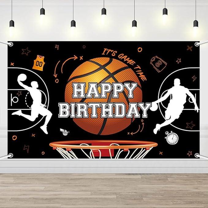 Basketball Themed Birthday Backdrop It's Game Time Basketball Party Decorations Boys Happy Birthday Party Banner Sports Theme Party Supplies 70x43