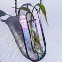 LITMIND Iridescent Stained Glass Plant Propagation Station - Vibrant Hanging Hydroponic Planter Terrarium with 2 Glass Tubes - Perfect for Home & Garden Decor