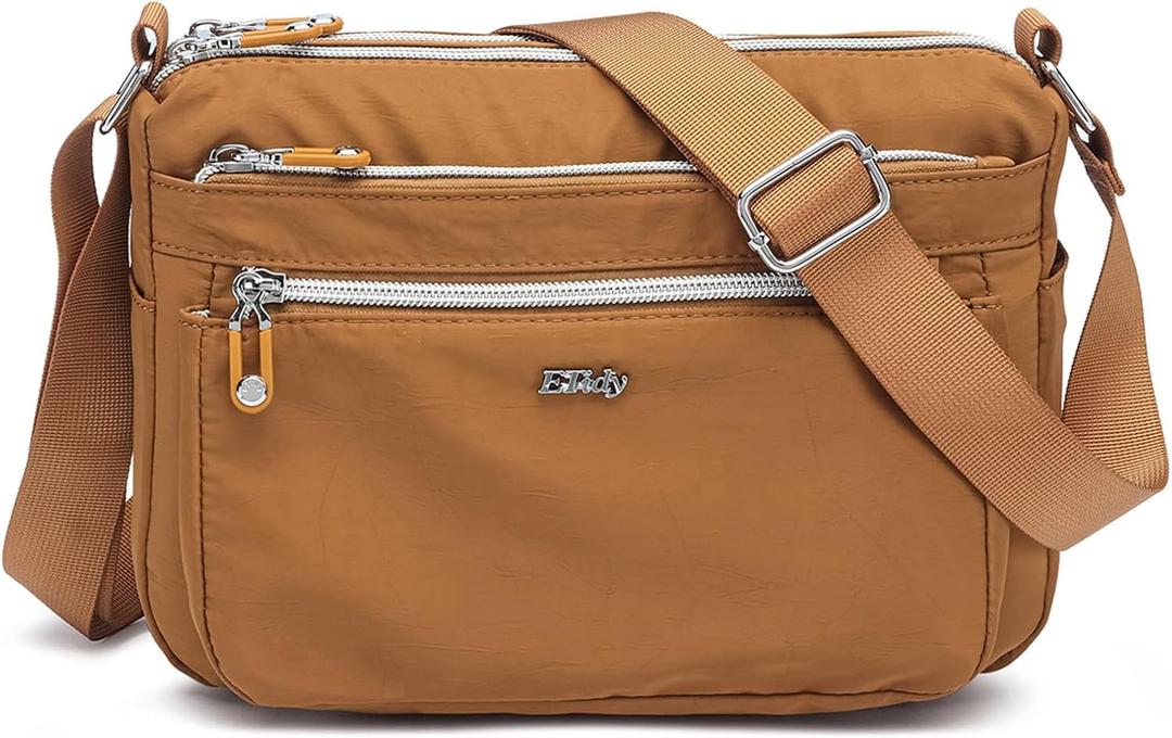 ETidy Casual Nylon Shoulder Bag For Women Waterproof Lightweight Crossbody Purse Hobo Bag (Yellow Upgrade)