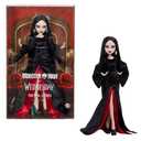 Monster High x Wednesday Doll, Morticia Addams Collectible in Black and Crimson Velvet Dress with Jewelry, Show-Inspired Heels and Doll Stand