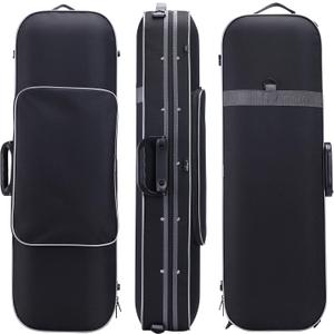 adm Violin Case 4/4 Full Size Sturdy Oblong Violin Hard Case Super Lightweight Portable Hard-Shell with Carrying Straps Travel Carrying Bag for Beginners, Black