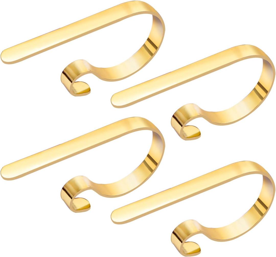 URATOT 4 Pieces Christmas Stocking Holder Hooks Metal Hooks Christmas Stocking Clips Stocking Hanger Hooks, Gold