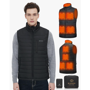 Heated Vest for Men - 7.4V 16000mAh Battery Pack, Lightweight Heated Apparel, Rechargeable Warming Vest - Large, Black