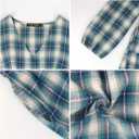 FANCYINN Womens Long Sleeve Buffalo Plaid Shift Tunic Dress Ruffle Hem Vneck Casual Swing Babydoll Mini Dress with Pockets (XS)