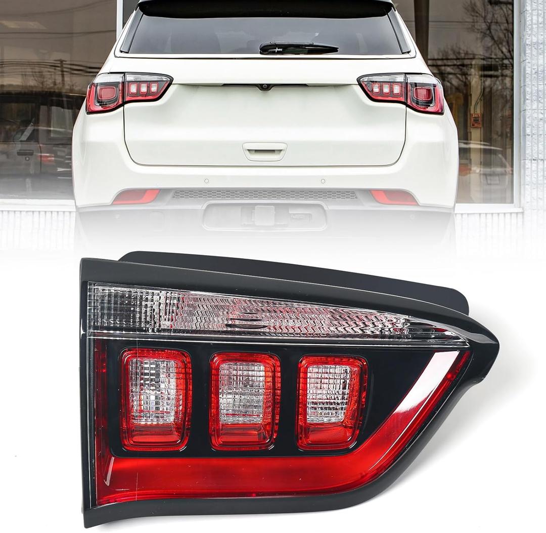 Huray Left Inner Tail Light Fit for Jeep Compass 2017-2024 LH Halogen Taillight Rear Brake Lamp Assembly OE Style Accessory Replacement for CH2802115 55112837AB (Driver Side)