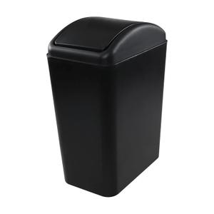4.5 Gallon Plastic Trash Can with Swing Lid, Slim Swing Top Garbage Can, Black 