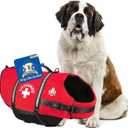 Dog Life Jacket - Swimming Vest for Dogs, Adjustable, Reflective, Comfortable, Multiple Colors, Patterns, XX-Small to Extra Large Dog Swim Vest with Handle (Red, X-Large)